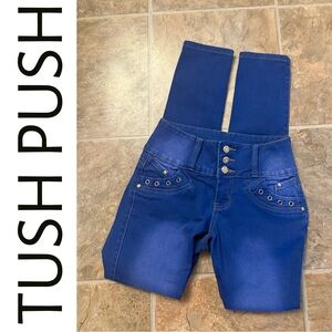 Blue Tush Push Booty Lift High-Waisted Jeans